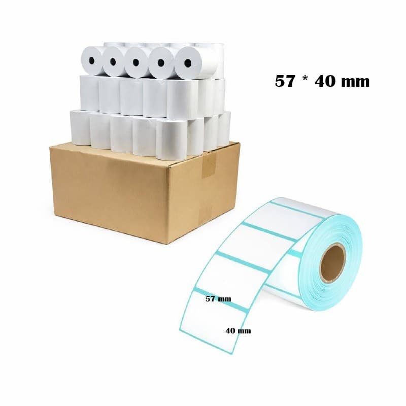 Caja 50 Rollos 500 Etiquetas 57*40 mm DT - imagen 1 de 4