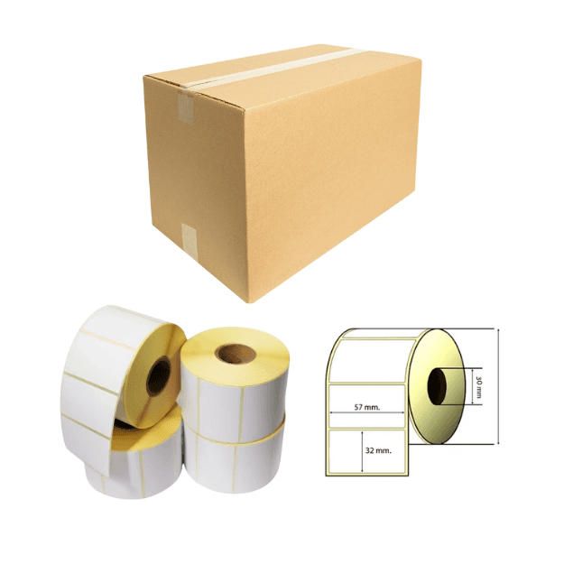Caja 10 Rollos 1500 Etiquetas 57*32 mm DT - imagen 1 de 4