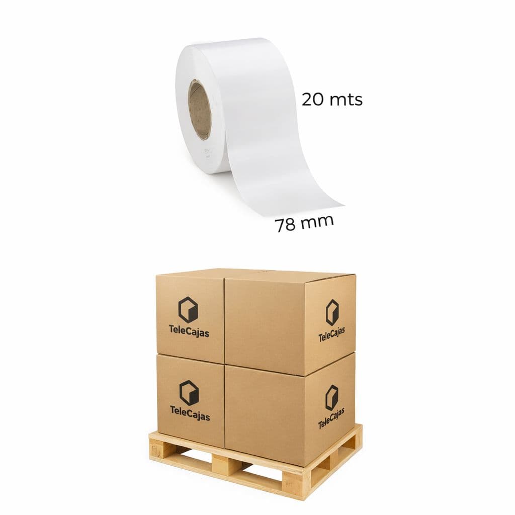 Caja 12 Rollos Etiqueta Térmica Continua 78 mm x 20 metros - imagen 1 de 5