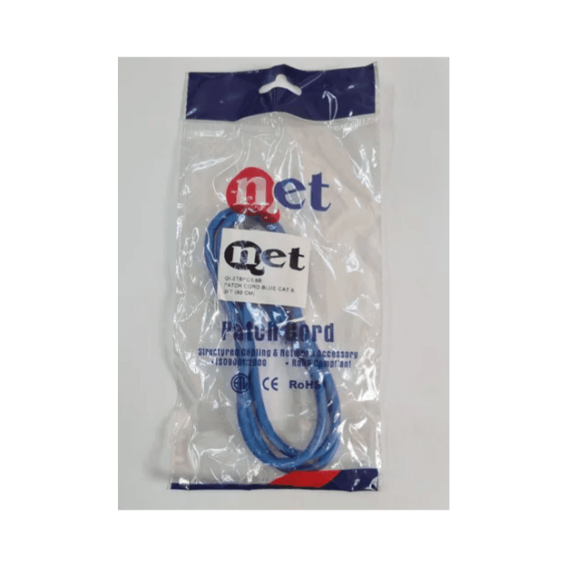 Patch Cord CAT6 90cm AZUL - QNet - imagen 2 de 2